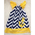 navy blie anchor baby girl pillow chevron dress Vintage Dress for Girls European